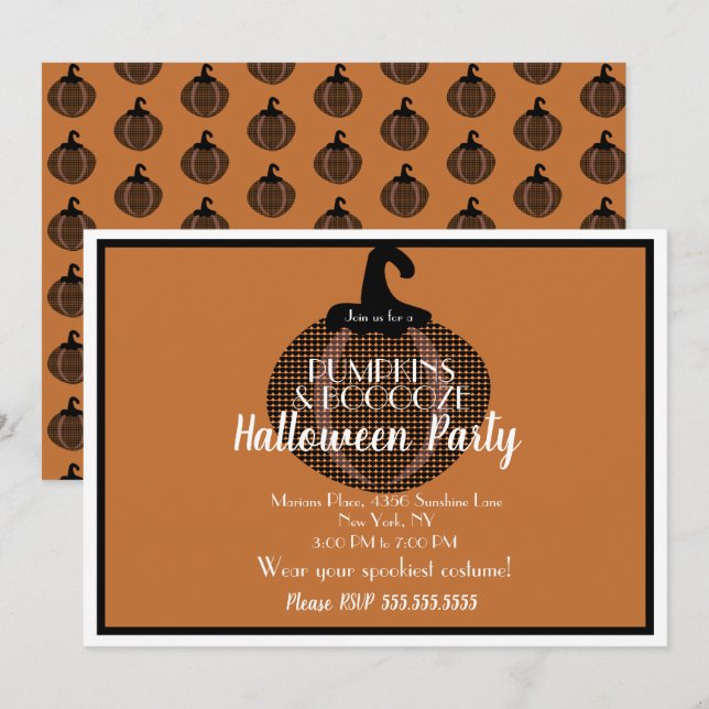 Vuxen Halloween-pumpa Vintage-fest Inbjudningar (Fram/baksida)