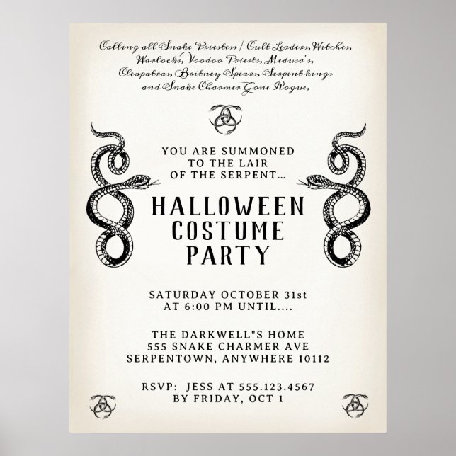 Vuxen Halloween Serpent Party Poster (Framsidan)