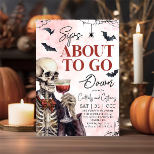Vuxen Halloween Sips ska gå ner Skeleton Inbjudningar
