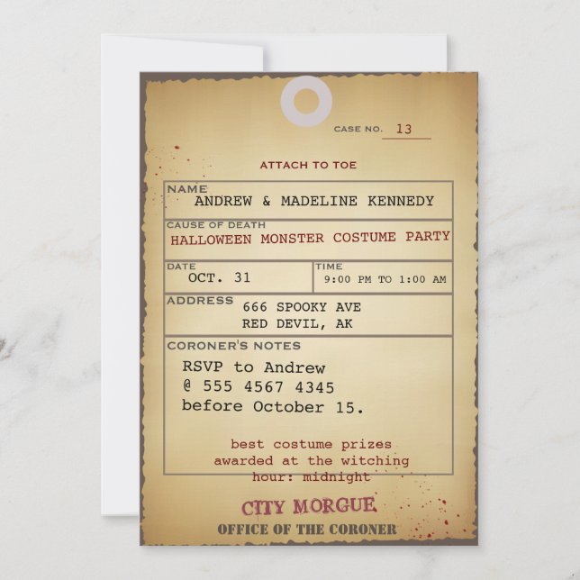 Vuxen Halloween Toe Märkre Bash New Wicked Fab Inbjudningar (Framsida)