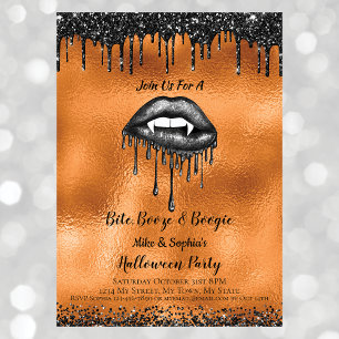 Vuxen Halloween Vampire Black Glitter Läppar Orang Inbjudningar