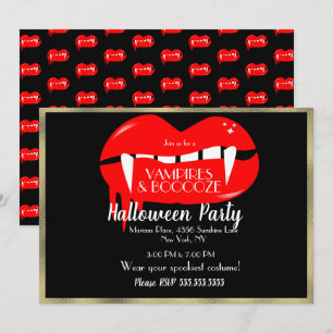 Vuxen Halloween-vampyrfest röd svart och guld Inbjudningar