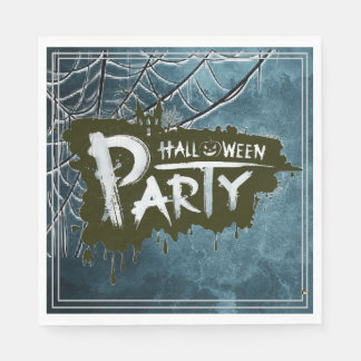 Vuxen Halloweenfest Vintage Gotisk Blå Kuslig Pappersservett