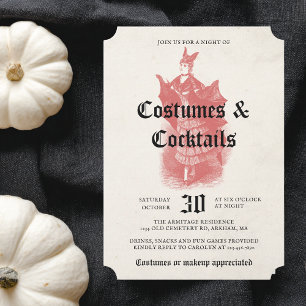 Vuxen Halloweenfest Vintage Gotisk Fladdermusdam Inbjudningar