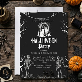 Vuxen Halloweenfest Vintage Gotisk Skelett Inbjudningar