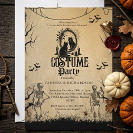 Vuxen Halloweenfest Vintage Gotisk Skelett Inbjudningar