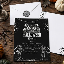Vuxen Halloweenfest Vintage Gotisk Skelett Inbjudningar