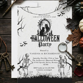Vuxen Halloweenfest Vintage Gotisk Skelett Inbjudningar