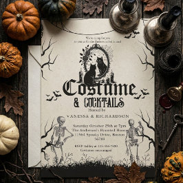 Vuxen Halloweenfest Vintage Gotisk Skelett Inbjudningar