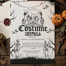Vuxen Halloweenfest Vintage Gotisk Skelett Inbjudningar
