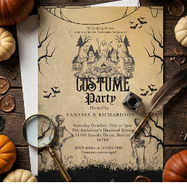 Vuxen Halloweenfest Vintage Gotisk Skelett Inbjudningar