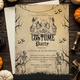 Vuxen Halloweenfest Vintage Gotisk Skelett Inbjudningar