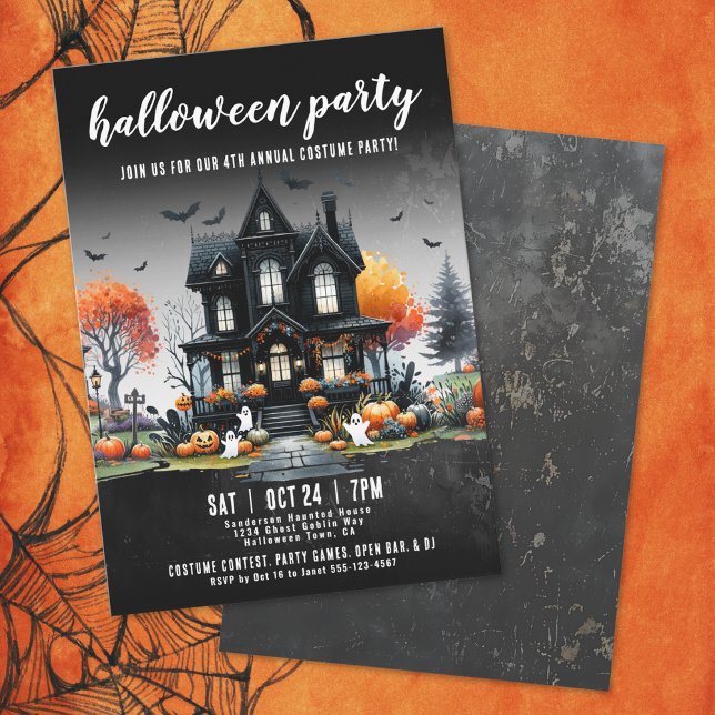 Vuxen Haunted House Halloween fest Inbjudningar (Adult Haunted House Halloween Party Invitation )