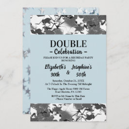 Vuxen Joint Dubbla Birthday blå himmel silver star Inbjudningar