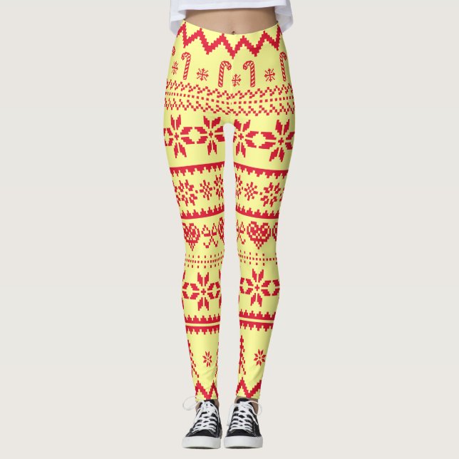 Vuxen jul Abstrakt Mönster Leggings (Framsida)