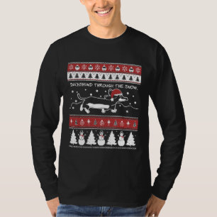 Vuxen jul-Dachshund genom Snö T Shirt