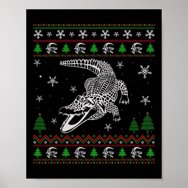 Vuxen jul för Alligator Älskare Roligt Ugly Poster (Framsidan)