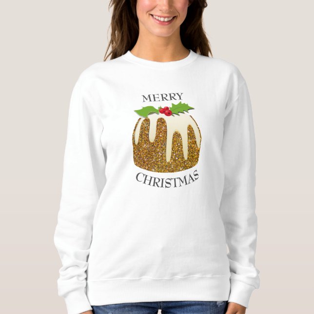 Vuxen jul | GLITTER | Festiv pudding T Shirt (Framsida)