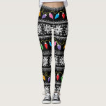 Vuxen jul Ljus Snöflingor Mönster Leggings<br><div class="desc">Den här smutsiga,  söta balen har en svart bakgrund med en sticka-design som ser ut som en ful julsötare. E-posta mig @ JMR._Designs@yahoo.com om du behöver hjälp eller har någon speciell begäran.</div>