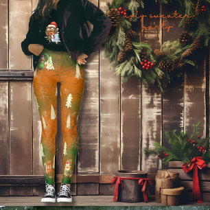 Vuxen jul, Orange Party, Grönt Leggings