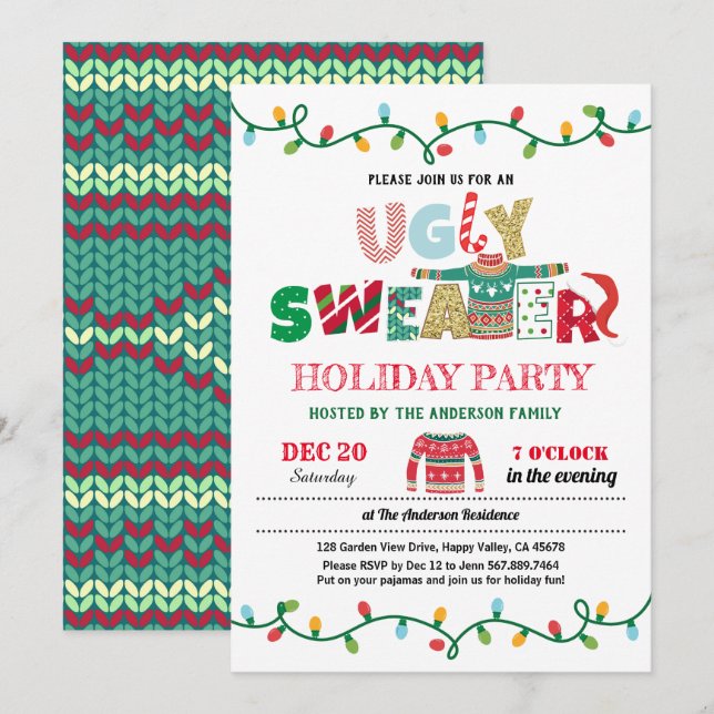 Vuxen julfest i julhuset inbjudningar (Fram/baksida)