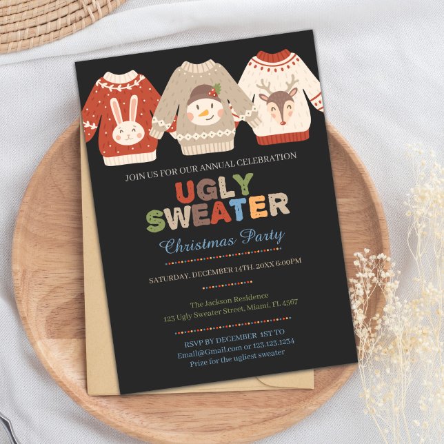 Vuxen julinbjudan inbjudningar (Colors Ugly Sweater Invitations)