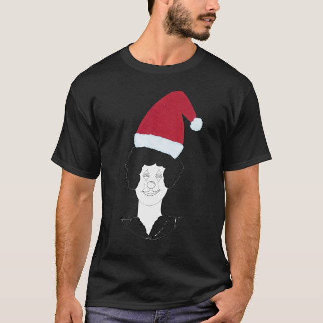 Vuxen julsötare Clown Head Santa Hat T Shirt (Framsida)