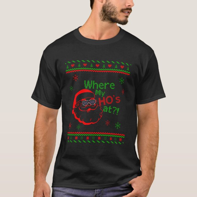 Vuxen julsötare där min hand är på jul t shirt (Framsida)