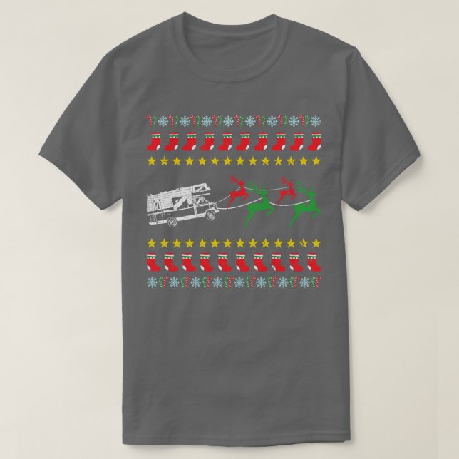 Vuxen julsötare för Camping Trailer Camper T Shirt (Design framsida)