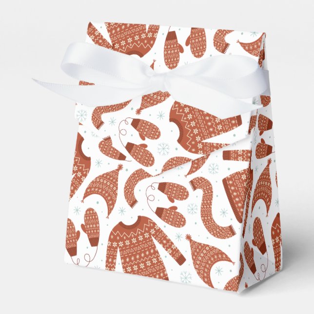 Vuxen julsötare Hat Scarf Red White Presentaskar (Framsidan Sidan)