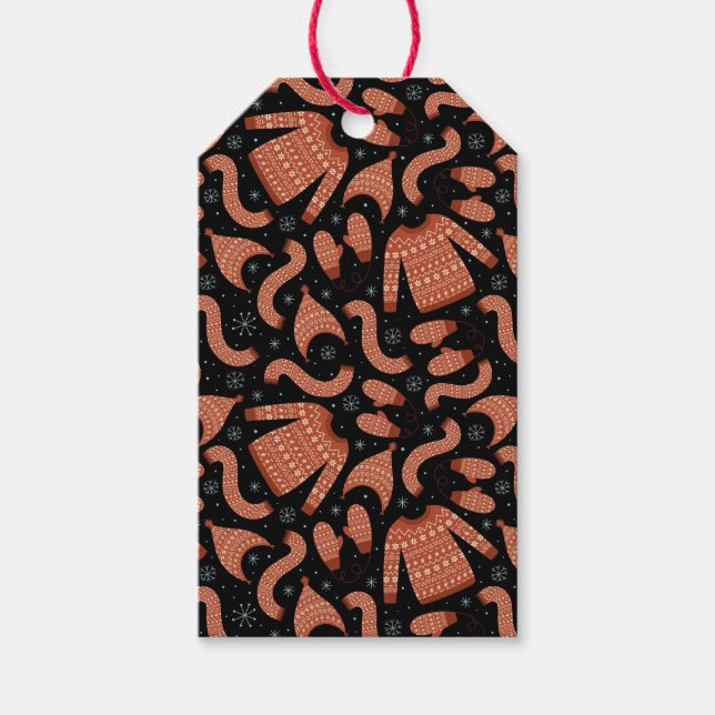 Vuxen julsötare Hat Scarf Red White Presentetikett (Framsidan)