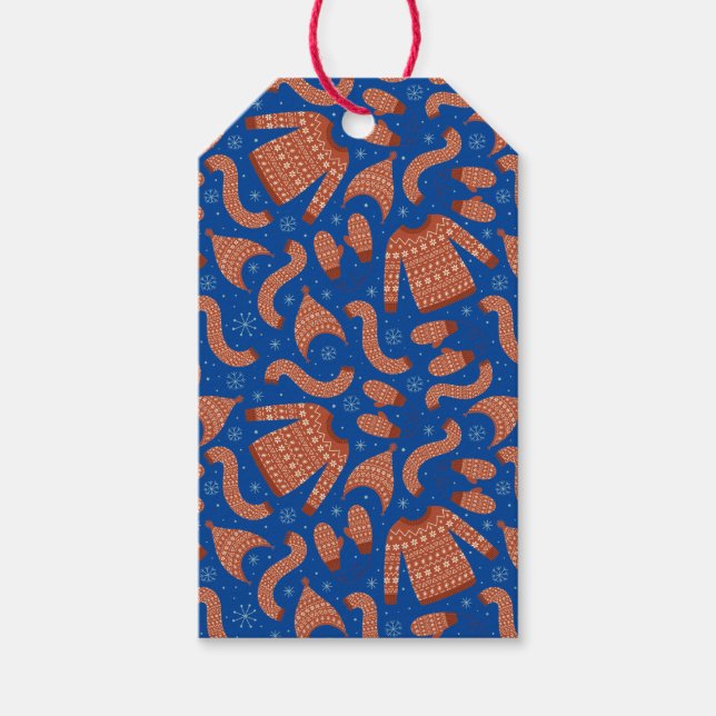 Vuxen julsötare Hat Scarf Red White Presentetikett (Framsidan)