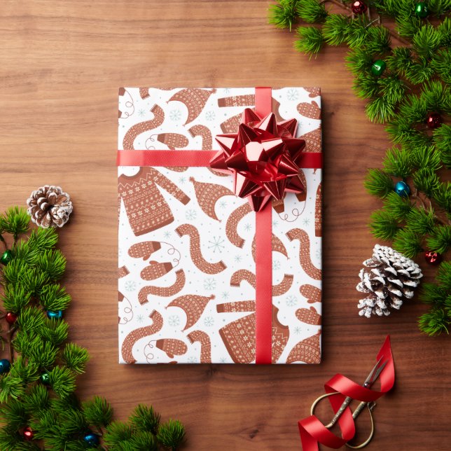 Vuxen julsötare Hat Scarf Red White Presentpapper (Julgåva)