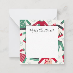 Vuxen julsötare Helgdag Mönster Grönt Red Anteckningskort