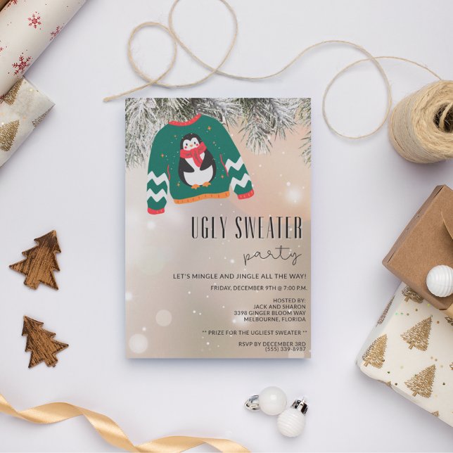 Vuxen julsötare Julfest Inbjudningar (Ugly Sweater Christmas Party Invitation)