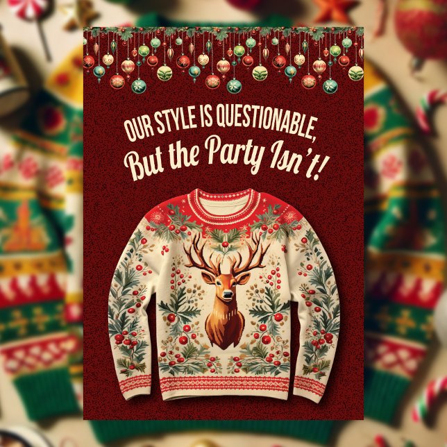Vuxen julsötare Julfest Inbjudningar (Join us for holiday fun! Wear your ugliest sweater at your favorite holiday party!)