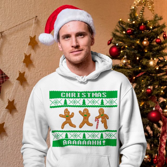 Vuxen julsötare Skrämt Gingerbreadmen Grönt Sweatshirt Med Luva (Skapare uppladdad)
