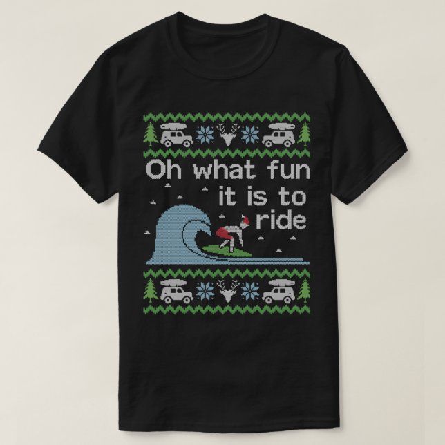 Vuxen julsötare Surfer Surfing Surfa T Shirt (Design framsida)