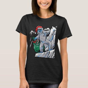 Vuxen julsötare Yeti Santa and Mountain T Shirt