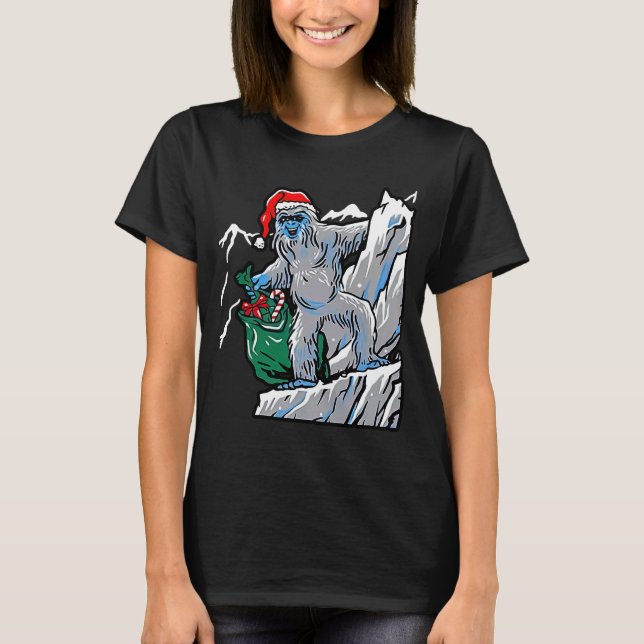 Vuxen julsötare Yeti Santa and Mountain T Shirt (Framsida)