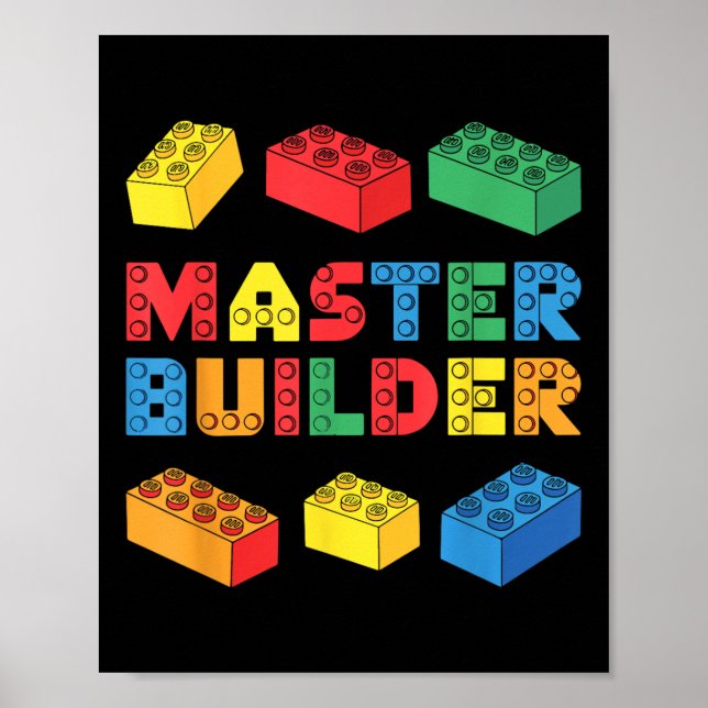 Vuxen Kids Boys i Master Builder Shirt-brickor blo Poster (Framsidan)