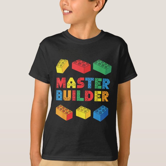 Vuxen Kids Boys i Master Builder Shirt-brickor blo T Shirt (Framsida)