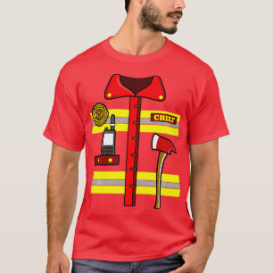 Vuxen Kids Halloween Fireman Firefighter Costume L T Shirt