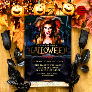 Vuxen Kuslig Djävul Halloweenfest Inbjudningar