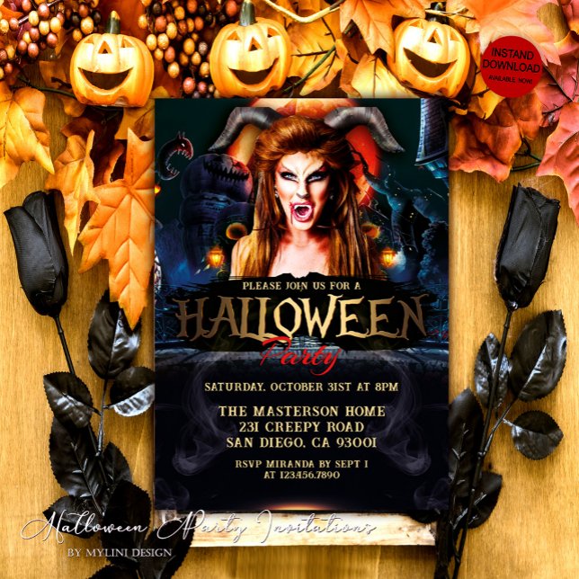 Vuxen Kuslig Djävul Halloweenfest Inbjudningar (Skapare uppladdad)
