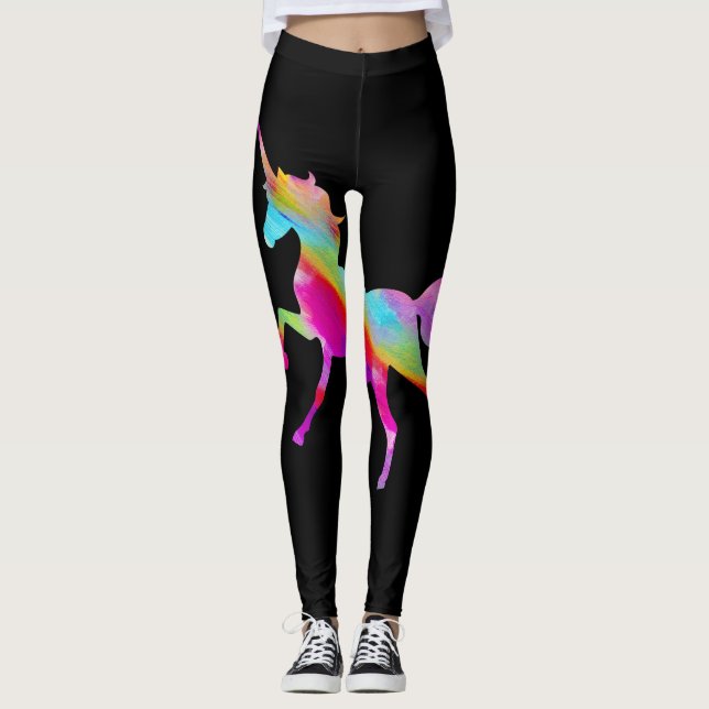Vuxen kvinna guld- Unicorn för glitterregnbåge - Leggings (Framsida)