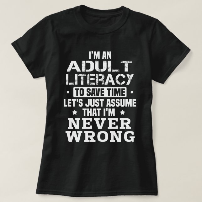 Vuxen Literacy T Shirt (Design framsida)