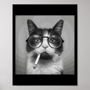 Vuxen Lustigt grafiskt kattrök är lustigt Poster