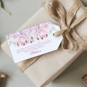 Vuxen Luxi Birthday Blommigt Rosa Guld Glitter Presentetikett