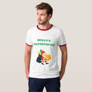 Vuxen M Vit/Röd jul Önskemål tryckt Ringer T Shirt